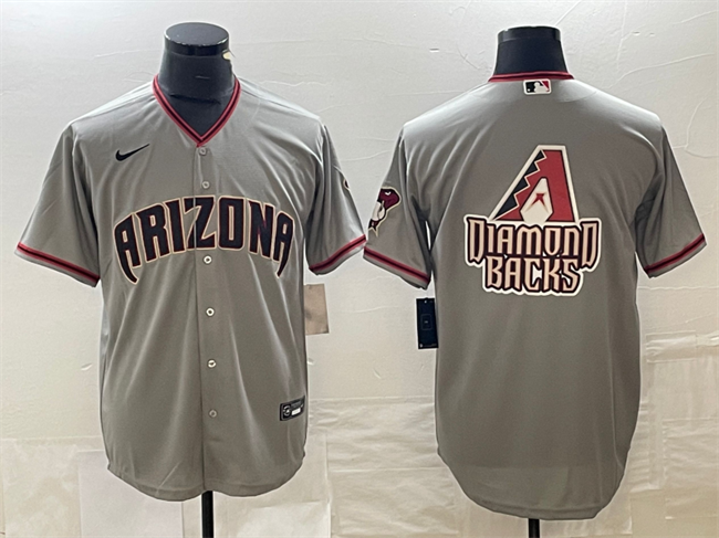 Men's Arizona Diamondbacks Grey Team Big Logo Cool Base Stitched Baseball Jersey